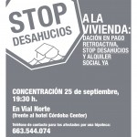 Acción STOP DESAHUCIOS. Por el derecho a la vivienda. 25S 19:30h